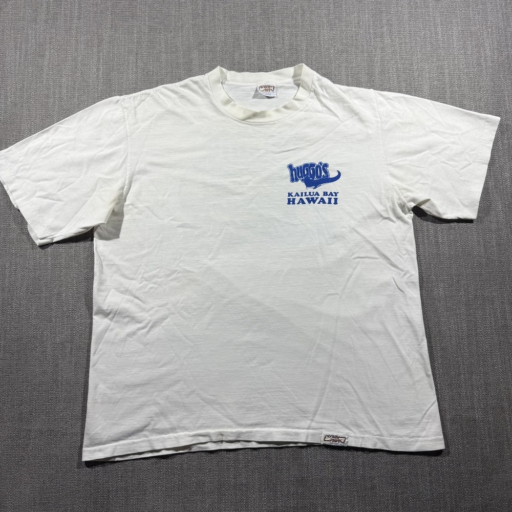 Vintage Crazy Shirts Shirt Mens Large White Huggo's Kailua Bay Hawaii 90s - Picture 6 of 9